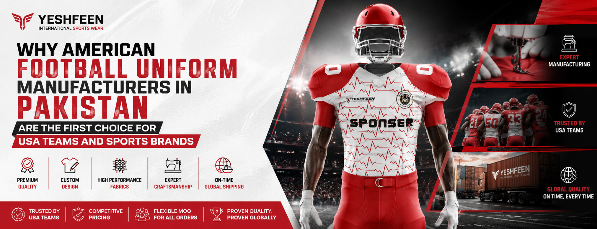 American football uniform manufacturers in Pakistan for USA teams and sports brands