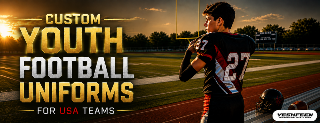 Custom youth football uniforms for USA teams by Yeshfeen International Sports Wear