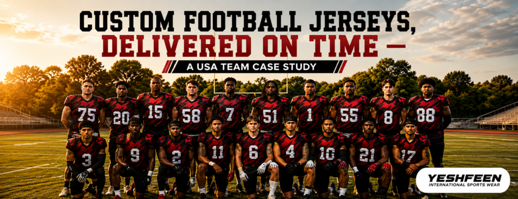 USA football team wearing custom sublimated football jerseys manufactured by Yeshfeen International