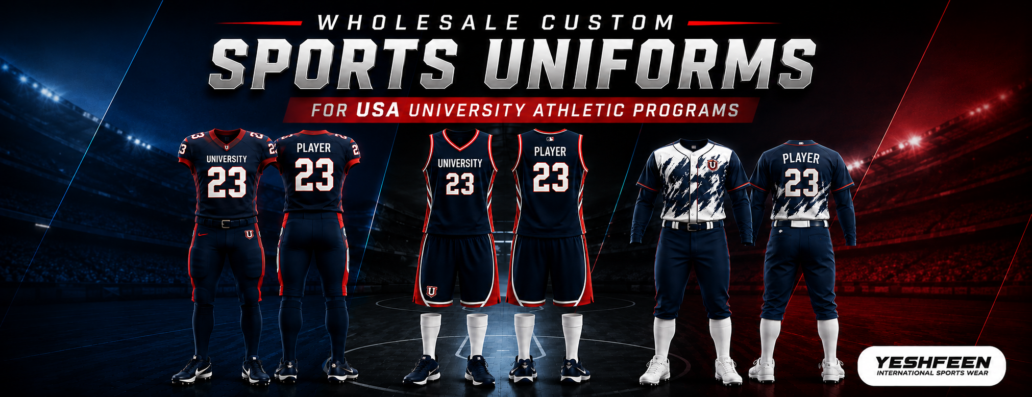 Wholesale custom sports uniforms for USA university athletic programs