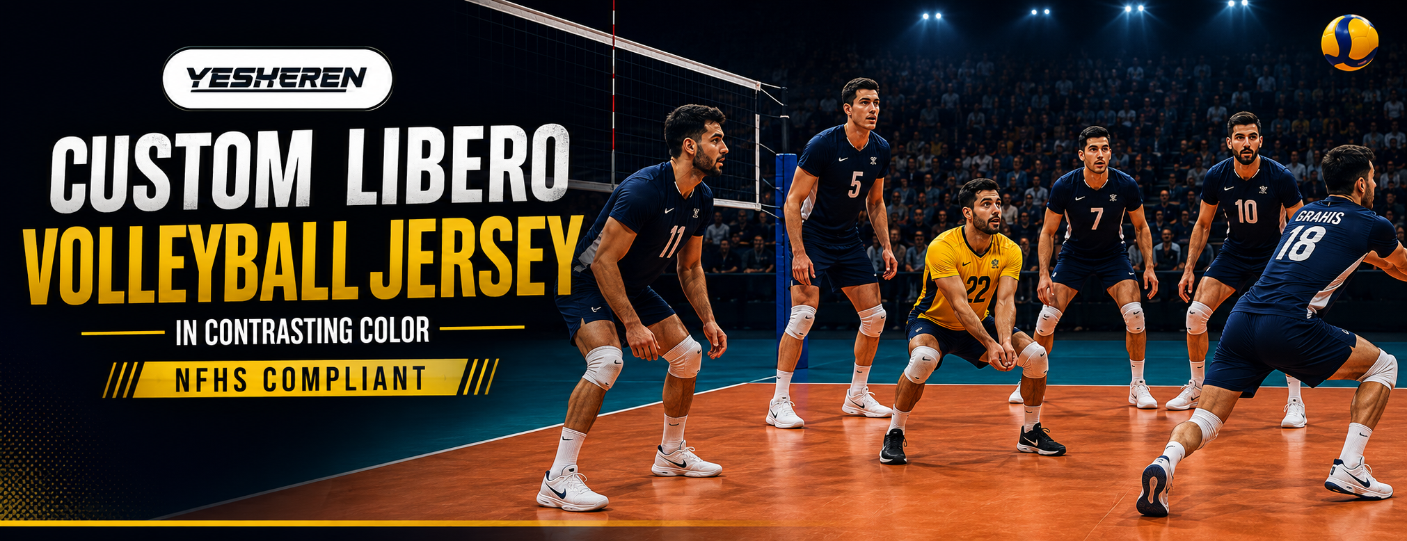 Custom Libero Volleyball Jersey in Contrasting Color – NFHS Compliant